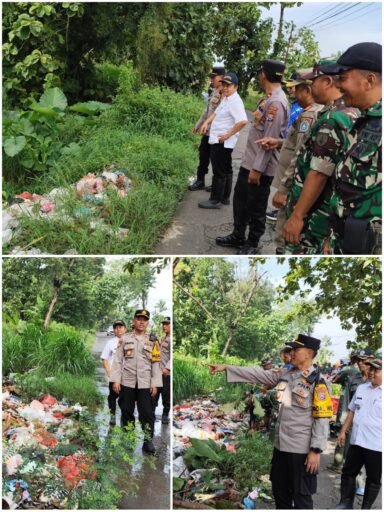 Polsek Ngimbang, TNI, Pol PP, Pemdes Dan Pelajar Kerja Bakti Pembersihan Sampah