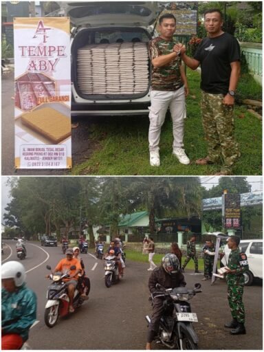 Relawan Tempe ABY Bersama Provost Brigif 9/DY/2 Kostrad Bagikan Sedekah Tempe Gratis