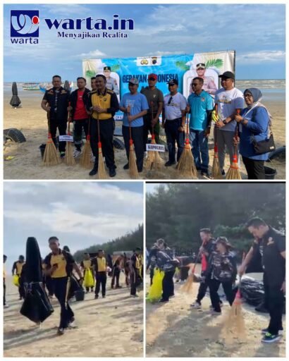 Kapolres Rembang Pimpin Aksi Bersih Pantai Karang Jahe Dukung Gerakan Indonesia Asri