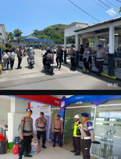 Personel Ditpolairud Polda NTB Amankan Pelabuhan dalam Operasi Ketupat Rinjani 2026