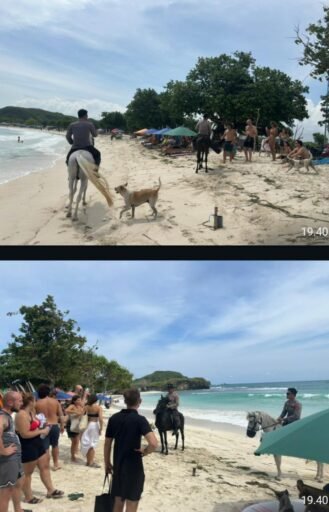 Libur Lebaran, Unit K9 Polda NTB Amankan Kawasan Wisata Pantai Tanjung Aan