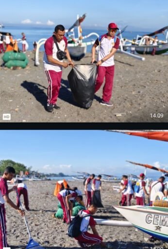 Ditpolairud Polda NTB Bersih Bersih Pantai Untuk Kenyamanan Masyarakat Pesisir Pantai Tanjung Karang