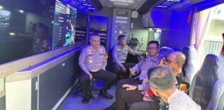 Polda Sumsel Turunkan Mobile Command Center ke Betung, Teknologi Drone Kendalikan Arus Mudik Jalintim