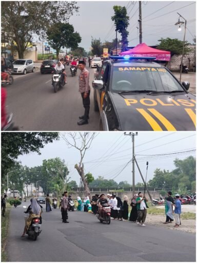 Polsek Ngimbang Gelar Pengamanan Pembagian Takjil Guna Kelancaran Lalu – Lintas