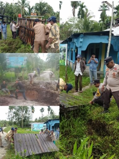 Progres Di Hari Kedua Polres Meranti Bersama Warga Bagun Jembatan Merah Putih Akses Antar Desa Makin Terbuka
