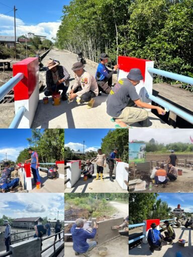 Polres Meranti Rampungkan Pembangunan Jembatan Merah Putih Presisi Hari Ke 11 Capai 100 Persen