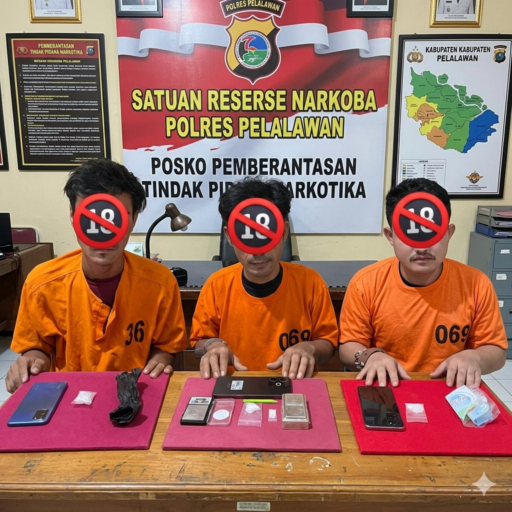 Sabu dalam Kemasan Air Mineral: Polres Pelalawan Ringkus Tiga Pengedar di Pangkalan Lesung