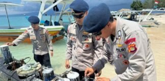 Benda Menyerupai Torpedo ditemukan di Gili Trawangan,Gegana Brimob Polda NTB Cek dan Pastikan Tidak Berbahaya