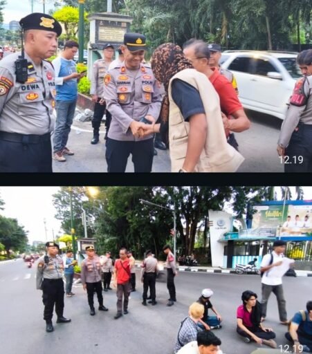 Kapolsek Selaparang Pimpin Pengamanan Aksi Mimbar Bebas Mahasiswa di Simpang BI