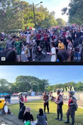 Pastikan Keamanan CFD Udayana, Sat Samapta Polresta Mataram Terjunkan 3 Regu Patroli Bersepeda