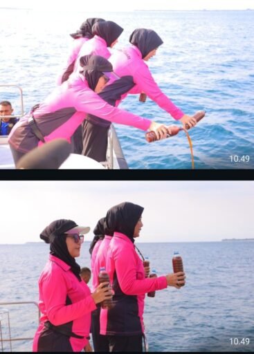 Bhayangkari NTB dan KLU Jaga Ekosistem Gili Lewat Nutrisi Laut Dengan Eco-Enzim dari Sampah Organik