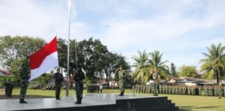 Dandim 0418/Palembang Tekankan Disiplin Saat Pimpin Upacara Bendera Mingguan di Makodim Sekojo