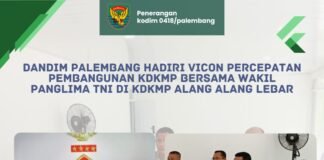 Dandim 0418/Palembang Ikuti Vicon Percepatan KDKMP Bersama Wapanglima TNI di Palembang