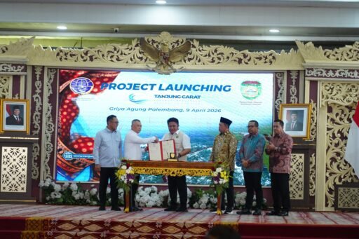 Pangdam II/Sriwijaya Hadiri Launching Proyek Strategis Pelabuhan Palembang Baru Tanjung Carat di Griya Agung