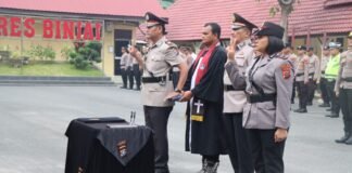 Kapolres Binjai Serah Terimakan Jabatan Kasat Binmas dan Kapolsek Binjai Utara