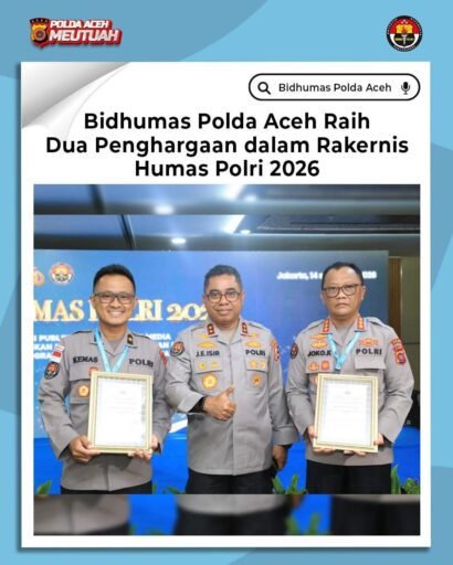 *Bidhumas Polda Aceh Raih Dua Penghargaan Dalam Rakernis Humas Polri 2026*