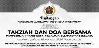 PWI Pusat Gelar Doa Bersama Wafatnya Sekjen Zulmansyah Sekedang