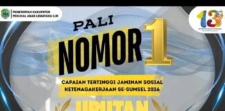 Pimpin Sumsel, Kabupaten PALI Raih Capaian Tertinggi Universal Coverage Jamsostek (UCJ) per April 2026
