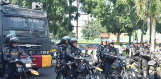 POLRES MUARA ENIM GELAR SIMULASI PENANGGULANGAN RUSUH MASSAL, KESIAPSIAGAAN PERSONEL DIUJI TOTAL