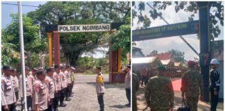 Polsek Ngimbang Gelar Pengamanan Kunjungan Kerja Menhan di Yonif TP 887/KJM Ngimbang