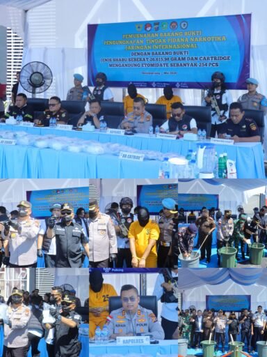 Polres Kep. Meranti Gelar Pemusnahan Barang Bukti Pengungkapan Tindak Pidana Narkotika Jaringan Internasional