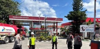 Amankan Objek Vital, Sat Samapta Polresta Mataram Patroli ke PT Pertamina Patra Niaga Ampenan