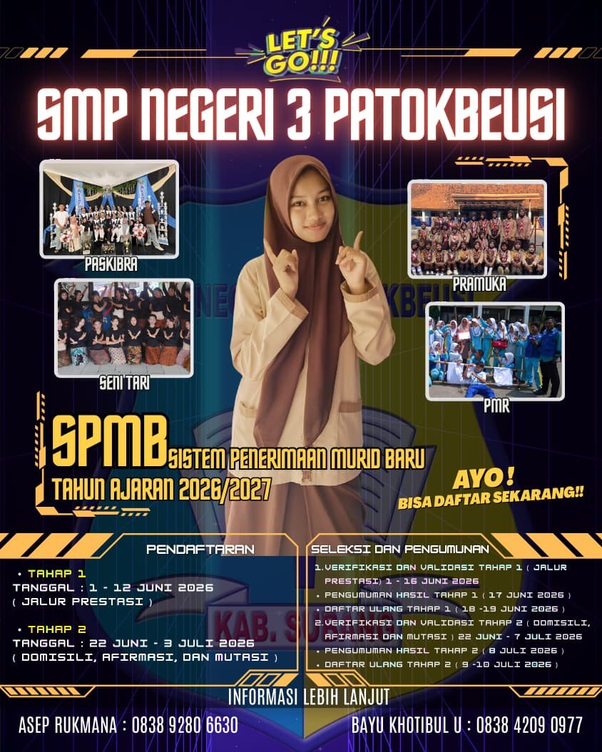 SMP Negeri 3 Patokbeusi Resmi Buka Pendaftaran Murid Baru Tahun Ajaran 2026/2027