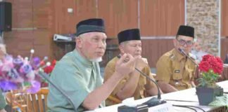 Gubernur Sumbar Mahyeldi Ansharullah memimpin rapat koordinasi Pemprov Sumbar dan Pemkab Pasaman .