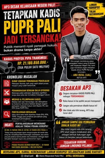 AP3 Desak Kejari PALI Tetapkan Tersangka Kasus Pipa Transmisi Rp21,18 Miliar