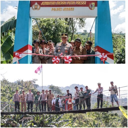 Kapolres Jember Resmikan Jembatan Merah Putih, Perkuat Akses dan Konektivitas Warga Tempurejo–Silo