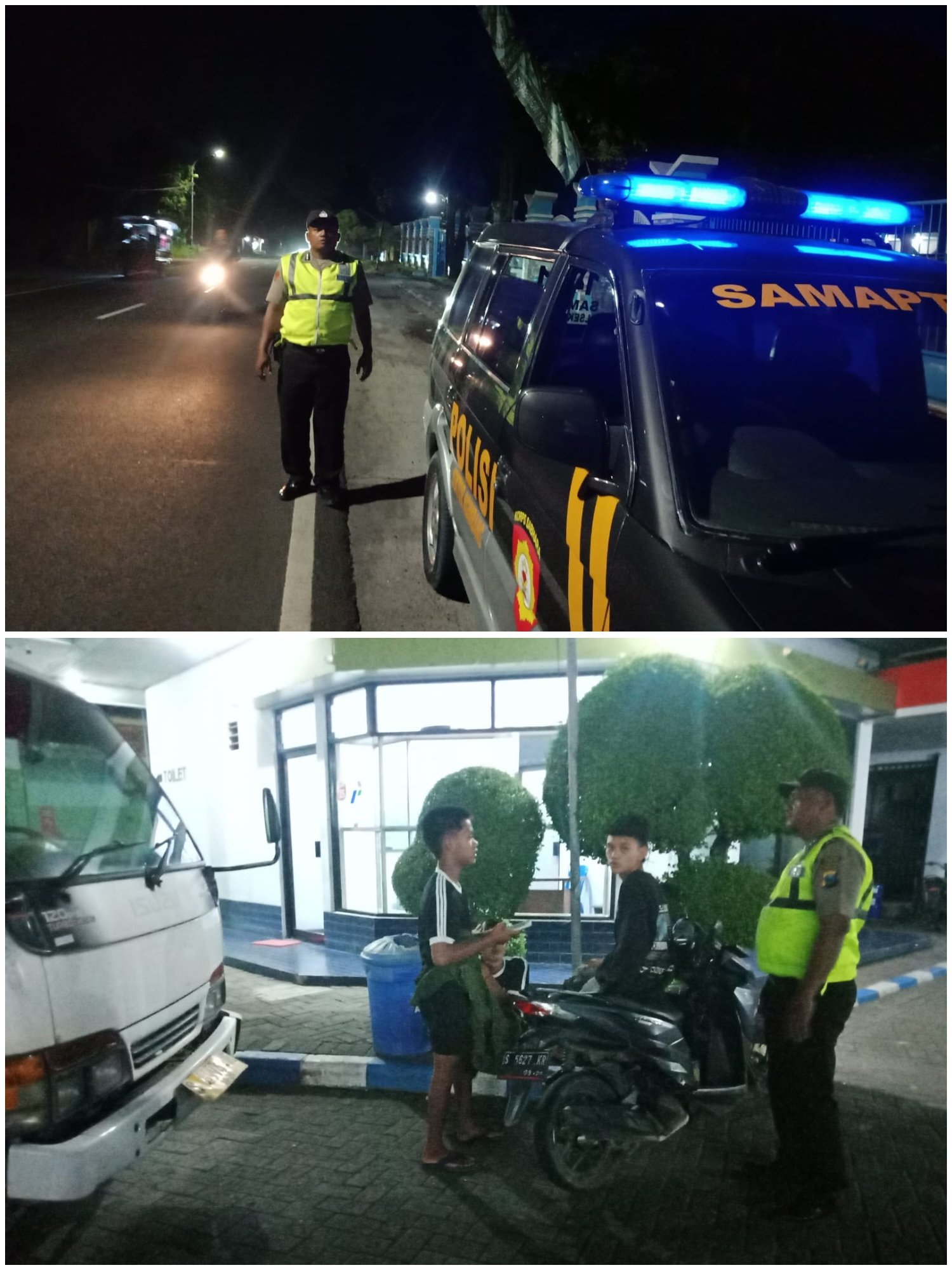 Polsek Ngimbang Gelar Patroli Blue Light Guna Menjaga Siskamtibmas Daerah Rawan Kriminal Di Wilayah Ngimbang