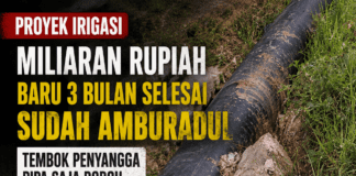 Baru 3 Bulan Rampung, Proyek Irigasi Rp3,9 M di Purwakarta Sudah Amburadul