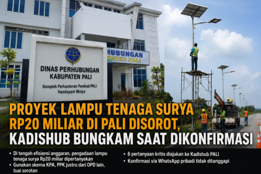 Kadishub PALI bungkam:Proyek Lampu Tenaga Surya 20,m lebih, Skema KPA,PPK dari OPD lain,Publik Mempertanyakan