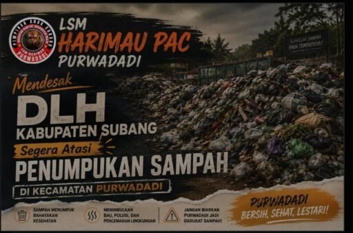 LSM Harimau Desak DLH Subang Segera Angkut Sampah Menggunung di Purwadadi.