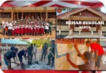 *Presiden RI bersama KASAD Renovasi Sekolah di SD Negeri Bade, melalui Satgas Yonif 123/Rajawali.*