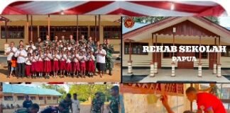 *Presiden RI bersama KASAD Renovasi Sekolah di SD Negeri Bade, melalui Satgas Yonif 123/Rajawali.*
