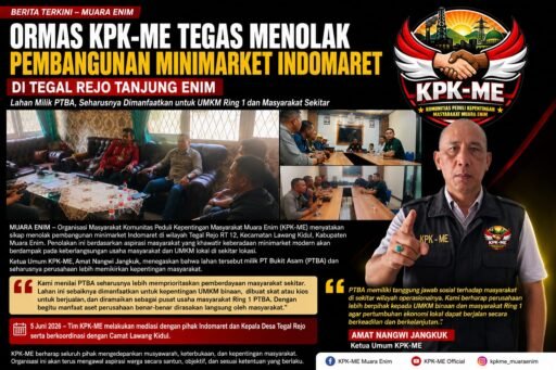 KPK-ME Menolak Pembangunan Minimarket Indomaret di Tegal Rejo Tanjung Enim KPK-ME Menolak Pembangunan Minimarket Indomaret di Tegal Rejo Tanjung Enim