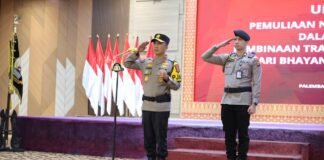Menguatkan Jati Diri Polri, Polda Sumsel Gelar Upacara Pemuliaan Nilai Tribrata dan Pencucian Pataka