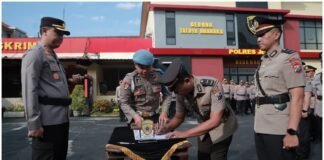 Kapolres Jember Pimpin Sertijab dan Pengukuhan Sejumlah Pejabat Utama serta Kapolsek