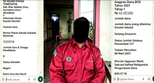 Kepsek SDN 078466 Tuhegafoa Dilaporkan ke Tipikor, Dugaan Manipulasi Data dan Penyalahgunaan Dana BOS Mencuat Kepsek SDN 078466 Tuhegafoa Dilaporkan ke Tipikor, Dugaan Manipulasi Data dan Penyalahgunaan Dana BOS Mencuat