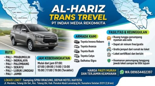 Al-Hariz Trans Travel Hadir, Perjalanan Aman dan Nyaman dari PALI, Siap Antar Jemput Penumpang Setiap Hari. Al-Hariz Trans Travel Hadir, Perjalanan Aman dan Nyaman dari PALI, Siap Antar Jemput Penumpang Setiap Hari.