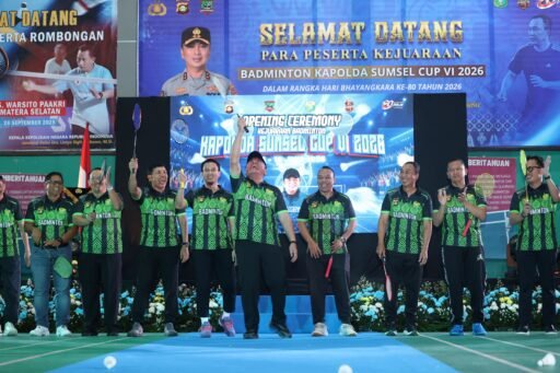 Polda Sumsel Perkuat Sinergi dengan Masyarakat Melalui Kejuaraan Badminton Kapolda Cup VI 2026 Polda Sumsel Perkuat Sinergi dengan Masyarakat Melalui Kejuaraan Badminton Kapolda Cup VI 2026