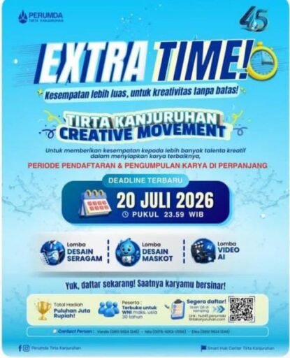 Perumda Tirta Kanjuruhan Perpanjang Deadline “Creative Movement” hingga 20 Juli 2026, Buka Talenta Kreatif Perumda Tirta Kanjuruhan Perpanjang Deadline “Creative Movement” hingga 20 Juli 2026, Buka Talenta Kreatif