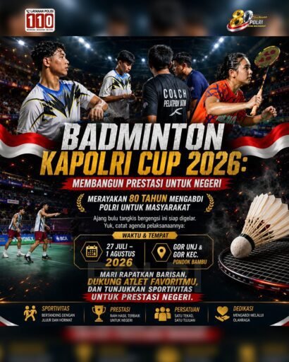 Kapolri Cup 2026 Siap Digelar! Turnamen Bulu Tangkis Tingkat Nasional Cari Bibit Juara Baru Indonesia. Kapolri Cup 2026 Siap Digelar! Turnamen Bulu Tangkis Tingkat Nasional Cari Bibit Juara Baru Indonesia.