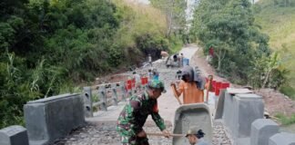 Kodim 0205/Tanah Karo Rampungkan Pembangunan Jembatan Beton di Desa Pernantin