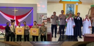 Minggu Kasih Polres Meranti Sasar 8 Gereja, Sampaikan Pesan Kamtibmas, Karhutla dan Pilkades