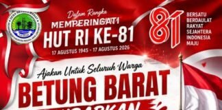Satu Bendera, Satu Hati! Warga Betung Barat Kompak Merahkan Desa Sambut HUT RI ke-81