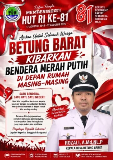Satu Bendera, Satu Hati! Warga Betung Barat Kompak Merahkan Desa Sambut HUT RI ke-81 Satu Bendera, Satu Hati! Warga Betung Barat Kompak Merahkan Desa Sambut HUT RI ke-81