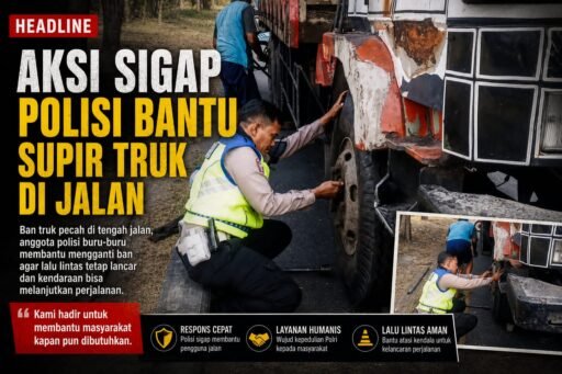 Aipda Ikhwan Restianto Sigap Bantu Truk Pecah Ban di Tengah Padatnya Lalu Lintas Di Margomulyo Aipda Ikhwan Restianto Sigap Bantu Truk Pecah Ban di Tengah Padatnya Lalu Lintas Di Margomulyo