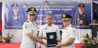 Serah Terima Jabatan Kepala Rutan Kelas I Palembang, Aris Supriyadi Resmi Lanjutkan Kepemimpinan dari M.Rolan